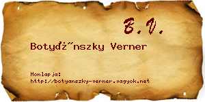 Botyánszky Verner névjegykártya